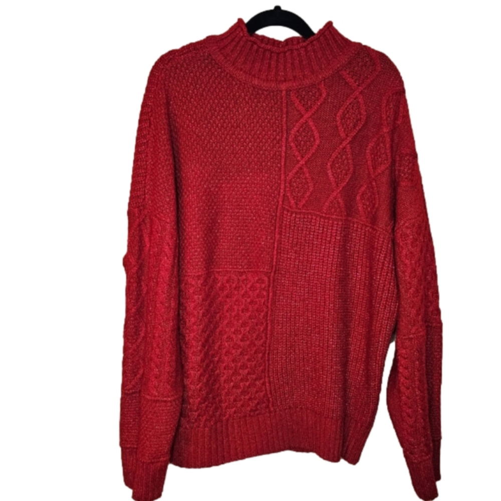 American Eagle Mixed Cable knit texture Long sleeve Sweater Size Large R…